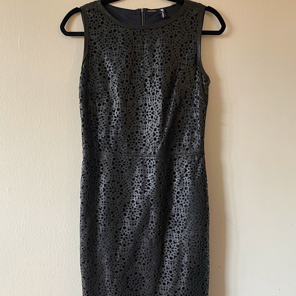 Black leather Tahari dress